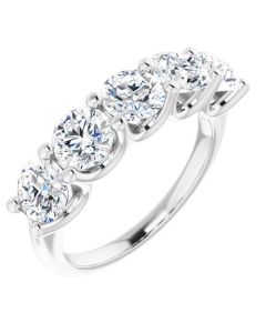 2.50ct Round Lab Grown Diamond 5 Stone Ring in Gold