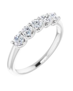 0.50ct Round Lab Grown Diamond 5 Stone Ring in Gold