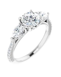 The Ariana 1.85ct Round and Pear Cut Accented Trilogy Lab Grown Ring 