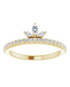 0.33ct Diamond Marquise Crown Ring in Gold