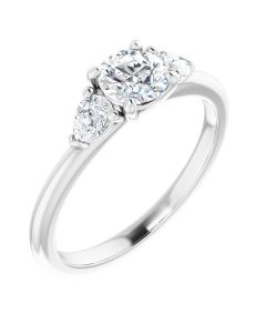 0.90ct Diamond Round & Pear Trilogy Engagement Ring in Gold