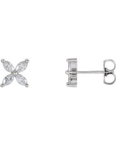 0.62ct Lab Grown Diamond Marquise Floral Earrings in 14k White Gold