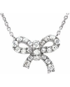 0.15ct Diamond Petite Bow Necklace in 14k White Gold
