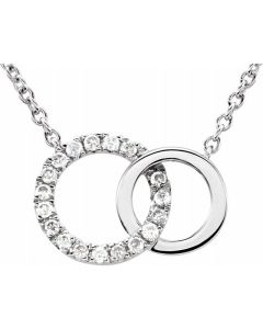 Diamond Interlocking Circle Necklace in 14k White Gold