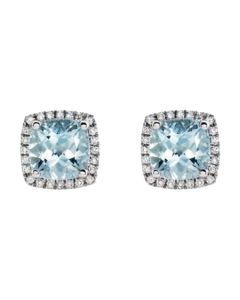 2.50ct Aquamarine & Diamond Halo Earrings