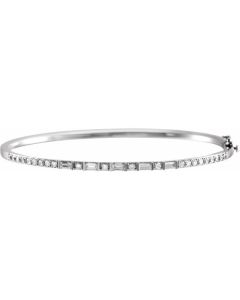 1.00ct Diamond Baguette Accent Bangle in Gold