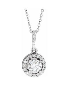 0.50ct Diamond Drop Halo Necklace in 14k Gold