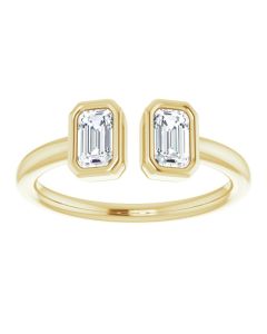 0.60ct Lab Grown Diamond Emerald Cut Bezel Open Ring in Gold