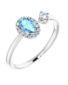 0.50ct Aquamarine & 0.17ct Diamond Daisy Ring