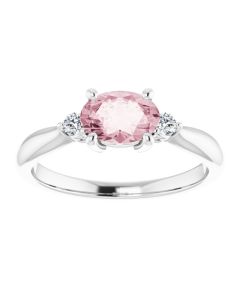 East-West 7x5mm Morganite & Diamond Ring in Gold