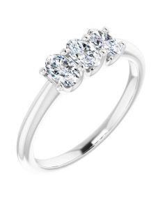 0.75ct Oval Lab Grown Diamond U Claw Trilogy Ring in Gold