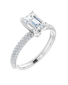 The Adriana 1.47ct Emerald Lab Grown Diamond Hidden Diamond Pave Ring