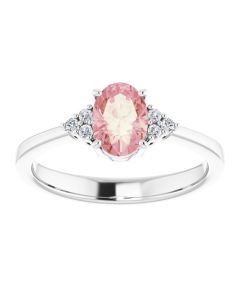 1ct Oval Morganite and Diamond Accented Ring 