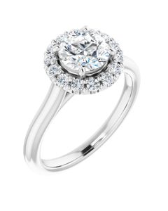 The Juliet 1.28ct Round Halo Plain Band in Gold