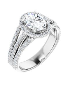 The Madeline 1.62ct Lab Grown Oval Cut 3 Band Halo