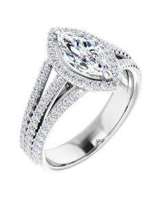 The Madeline 1.62ct Lab Grown Marquise Cut 3 Band Halo