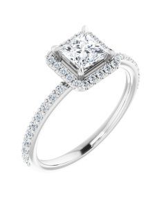 The Diana 0.83ct Lab Grown Diamond Princess Halo Ring in Gold