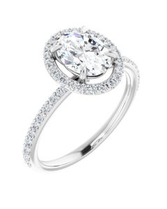 The Diana 1.35ct Lab Grown Oval Halo Ring in Gold