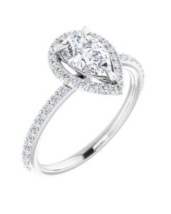 The Diana 1.35ct Lab Grown Pear Halo Ring in Gold