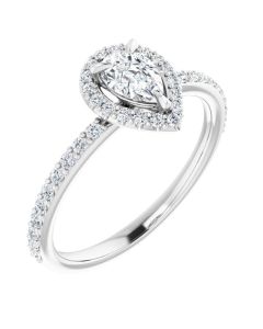The Diana 0.83ct Lab Grown Diamond Pear Halo Ring in Gold