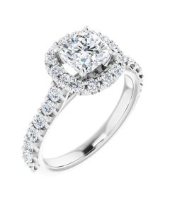 The Alexandra 1.77ct Lab Grown Cushion Halo Engagement Ring