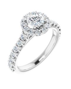The Alexandra 1.23ct Lab Grown Round Halo Engagement Ring in 18k Gold