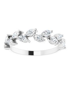 0.84ct Marquise Diamond Anniversary Ring in 14k White Gold