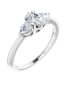 The Isla 0.90ct Oval & Pear Side Lab Grown Ring in Gold