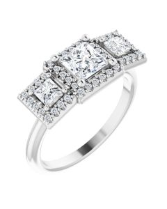 The Eden 1.07ct lab Grown Princess Halo Trilogy Ring in Gold