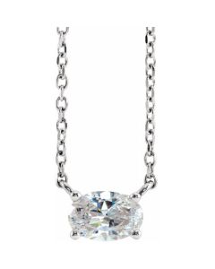 0.50ct Lab Grown Diamond Oval Solitaire Necklace in 14k White Gold