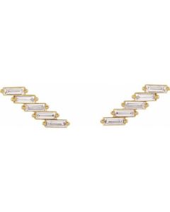 0.25ct Diamond Baguette Step Earrings in Gold