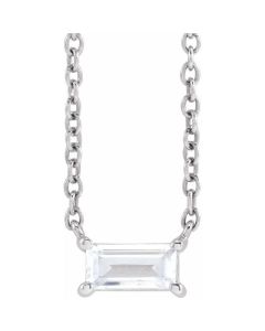 0.35ct Lab Grown Diamond Baguette Solitaire Necklace in 14k White Gold