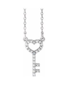 0.13ct Diamond Petite Heart Key Necklace in Gold