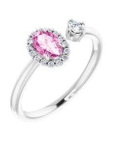 0.50ct Pink Sapphire & 0.17ct Diamond Daisy Ring