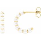 3mm Cultured Freshwater Pearl Open Hoop Earrings in Gold