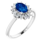 The Angelica 1.00ct Sapphire and 0.48ct Diamond Marquise Halo Ring in 14k Gold