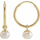 4mm Cultured Freshwater Pearl Small Hoop Earrings in Gold