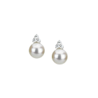 7.50mm Fresh Water Pearl & 0.12ct Diamond Stud Earrings 